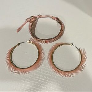Pink Bracelet and Earrings Set